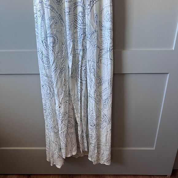 Raviya Dress Womens XL White Blue Smocked Maxi Paisley Ruffle Strap Boho Rayon - Picture 4 of 9